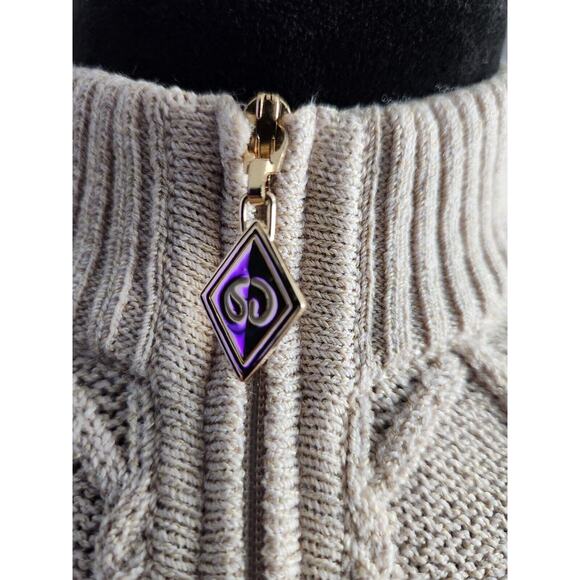 St. John Sport Beige Long Sleeve Zip Up Knit Sweater Cardigan Size P - Picture 4 of 9